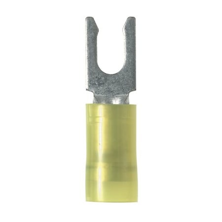 Panduit Fork Terminal, #10 Stud Size, 10 AWG, 600 V, Nylon Insulated, Yellow, 500 PK PN10-10LF-D